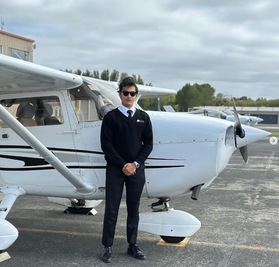 Harsh completing his Private Pilot Checkride