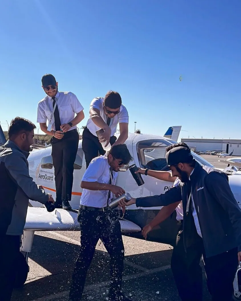 Air India cadets celebrating 1st Solo